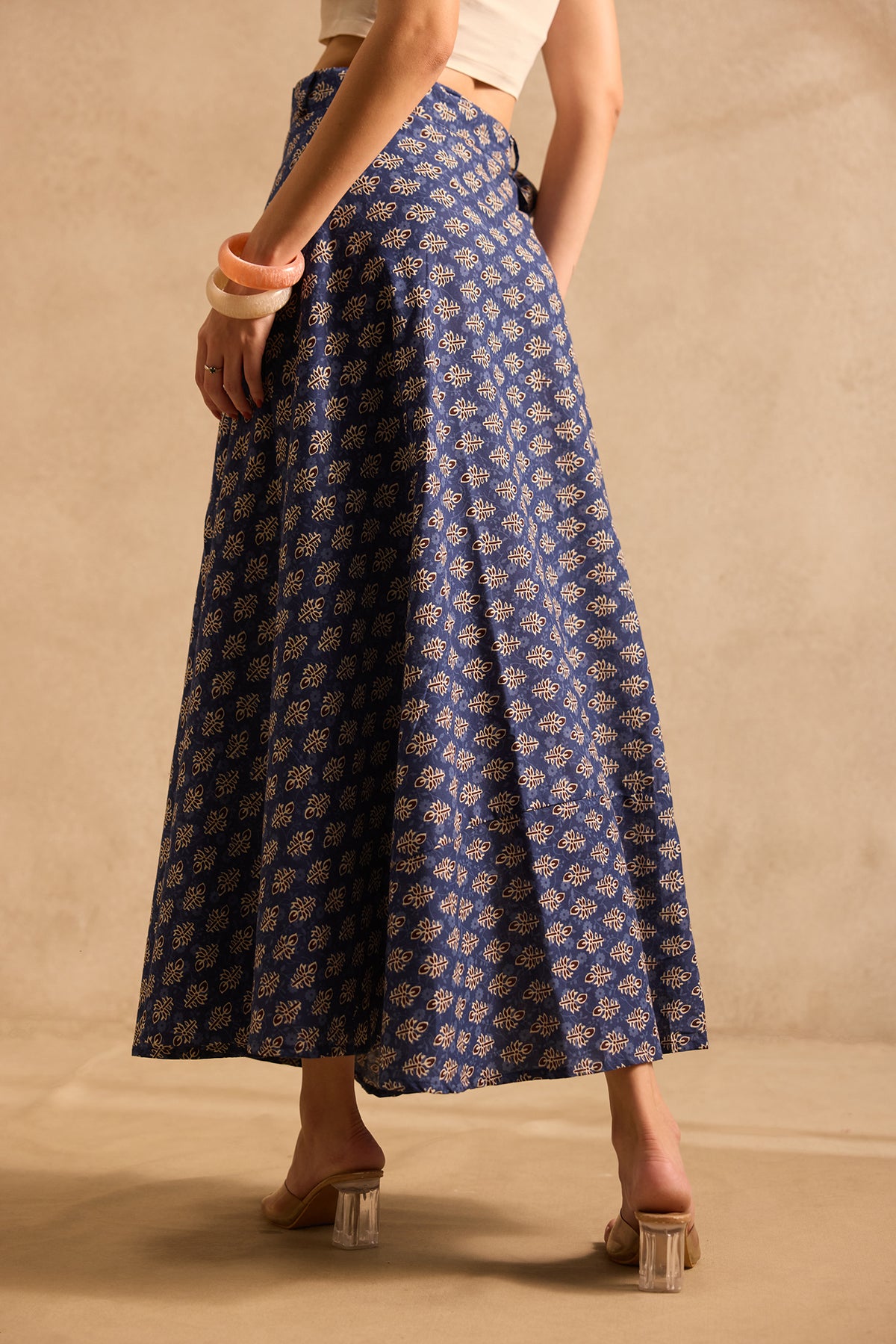 Indigo Buti Wrap Skirt