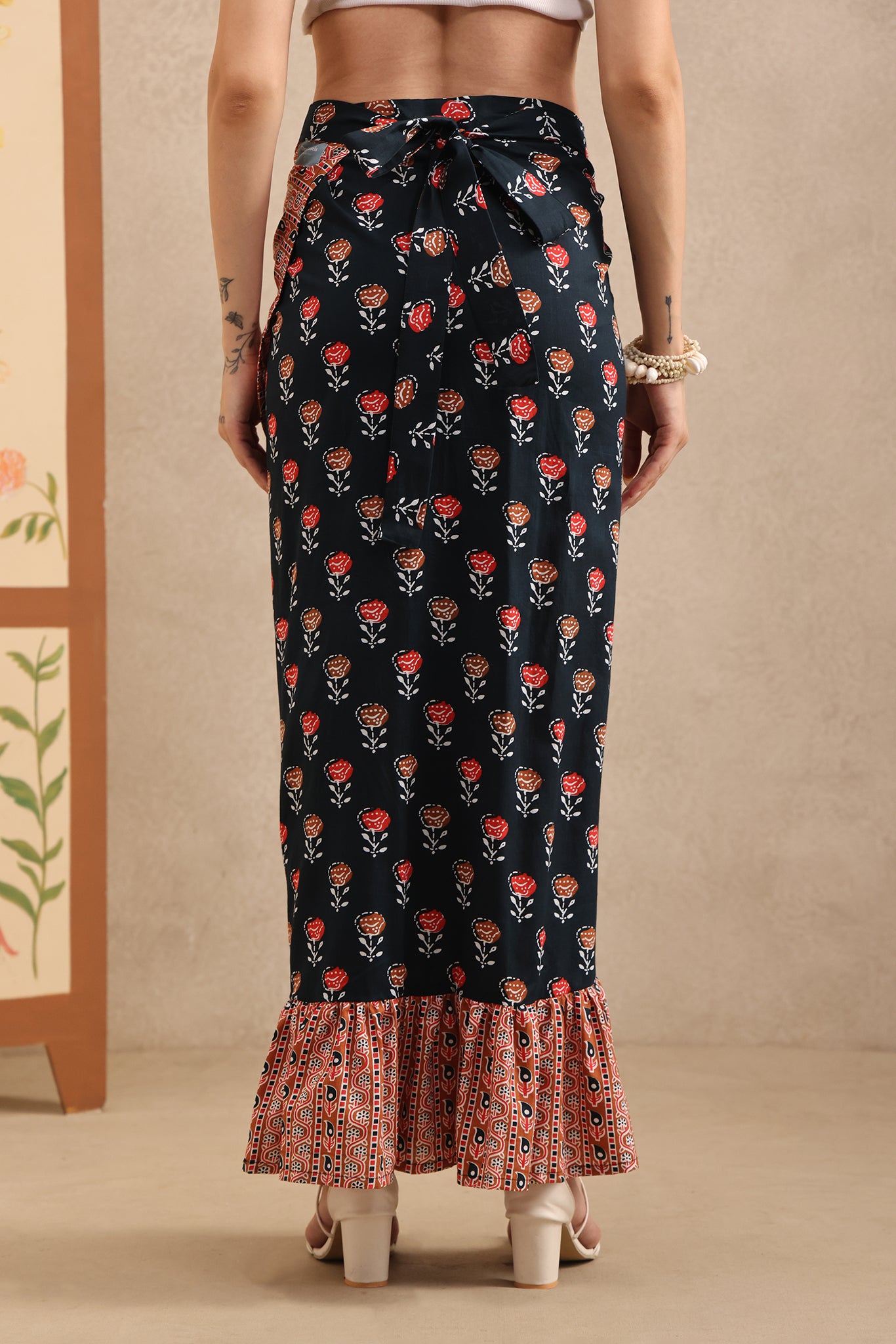 Midnight Blossom Wrap Skirt
