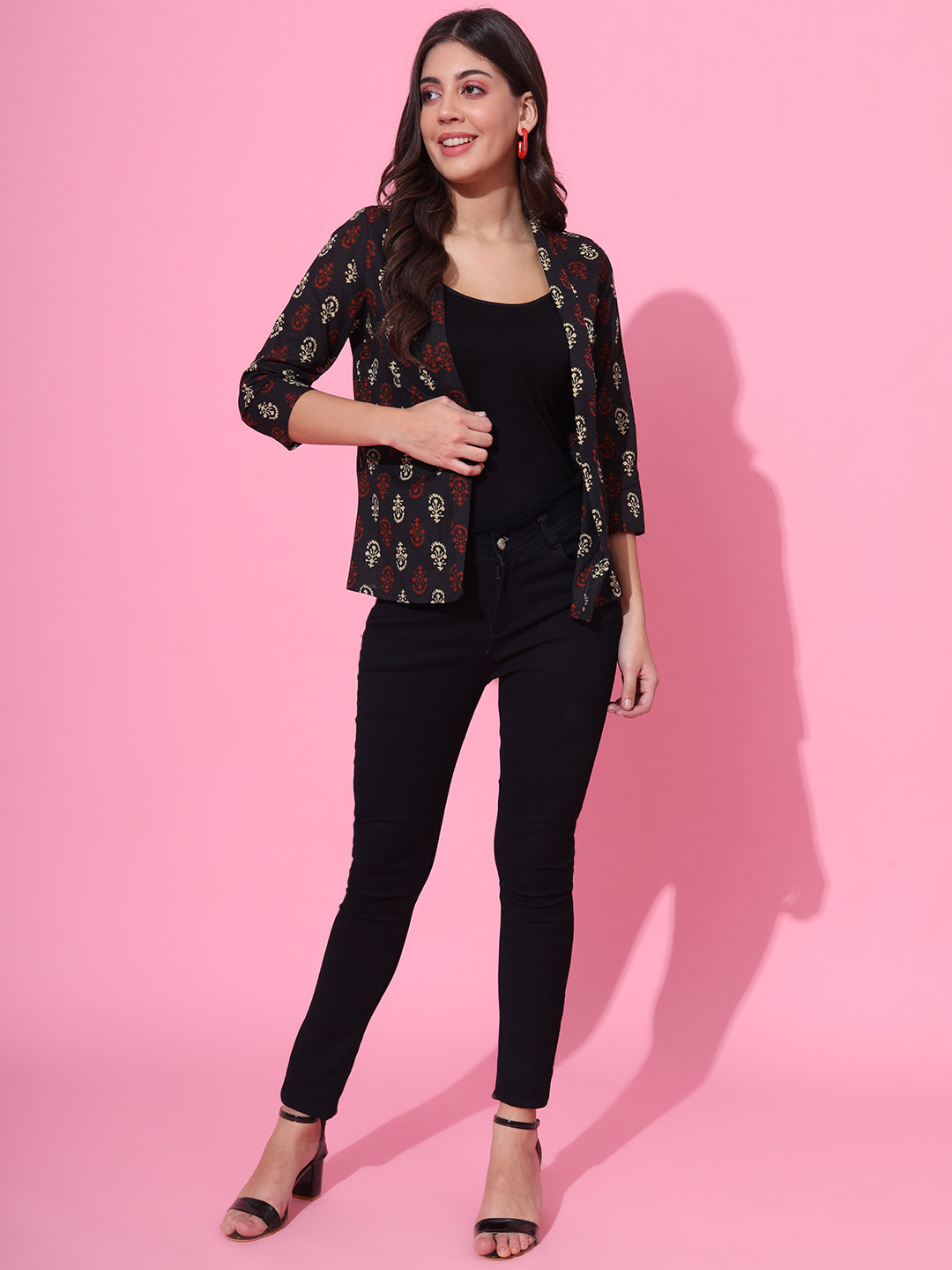 Block Print Cotton Open Front Shrug