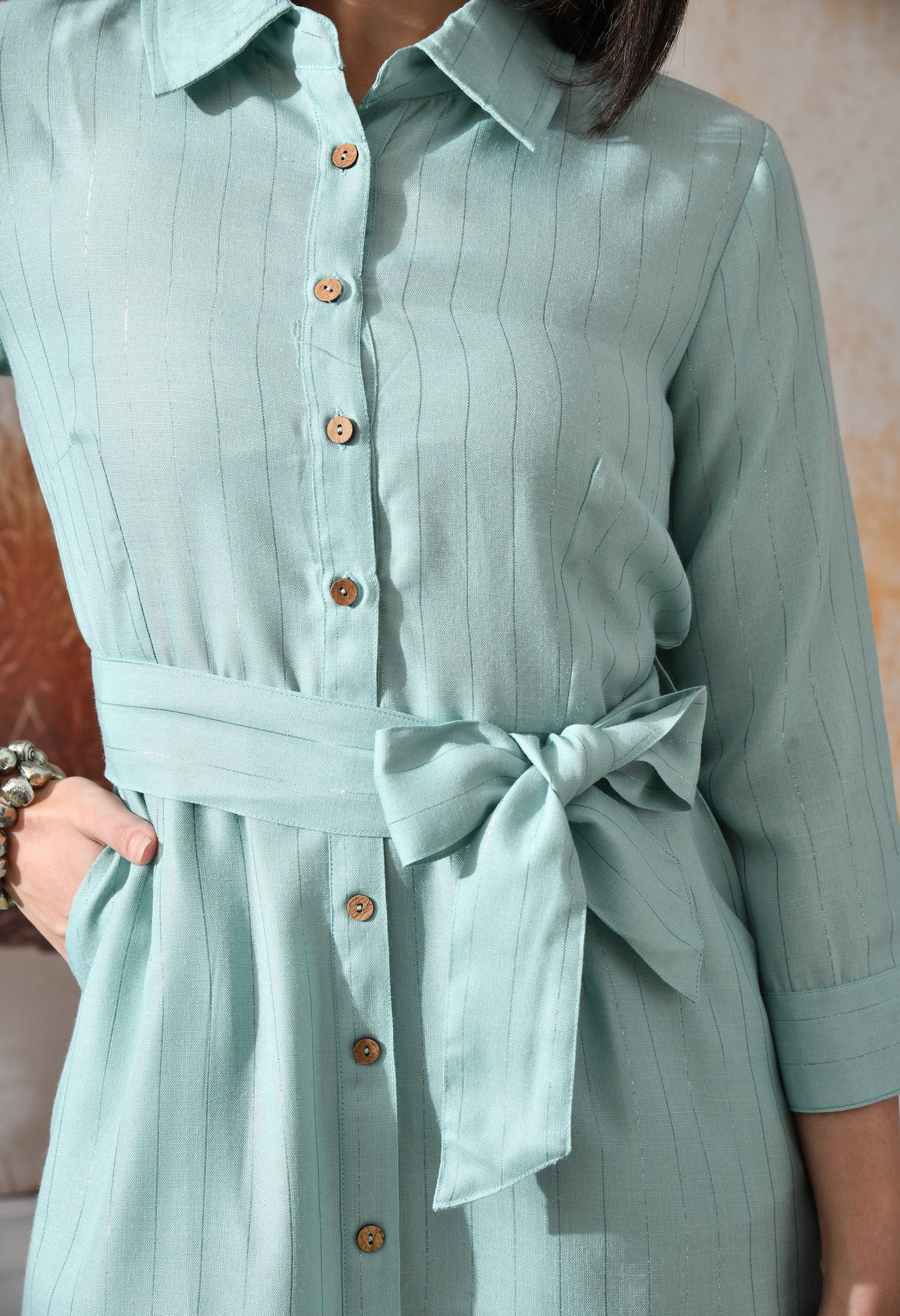Linear Handloom Shirt Dress