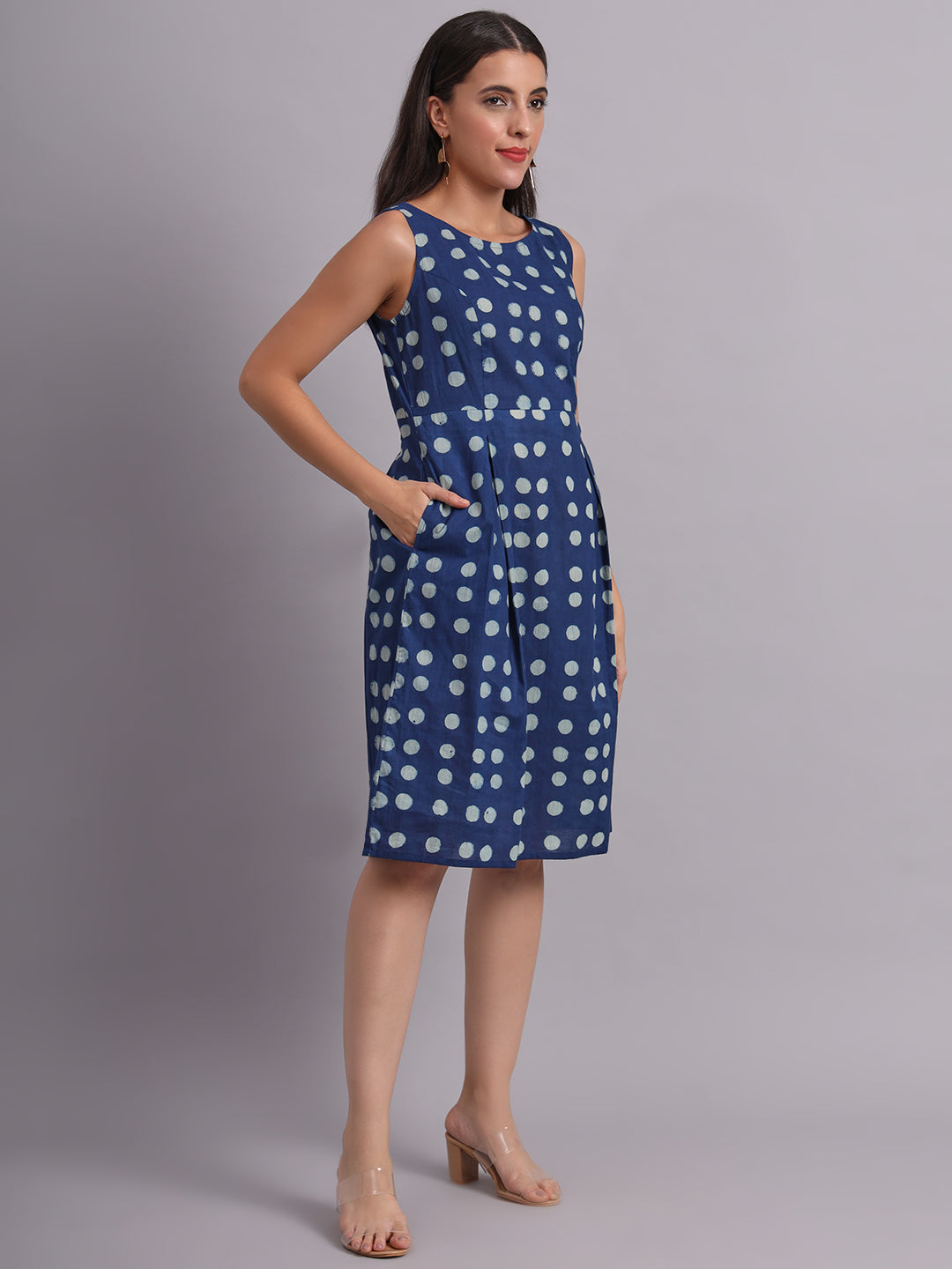 Indigo Polka Shift Dress