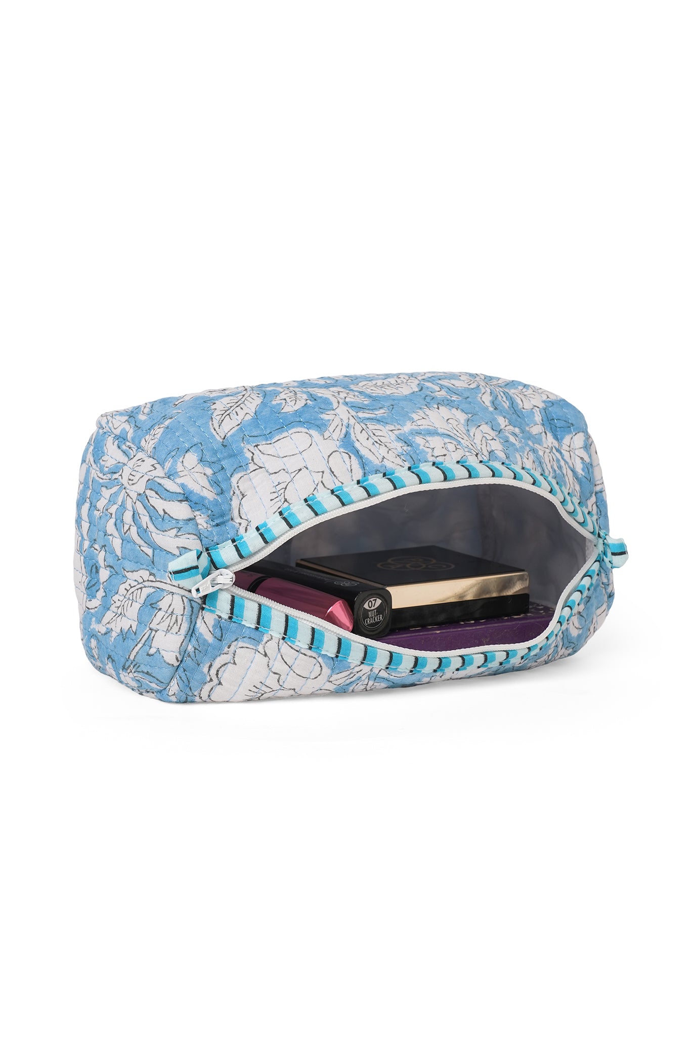 Baby Blue Quilted Pouches (Set of 3)