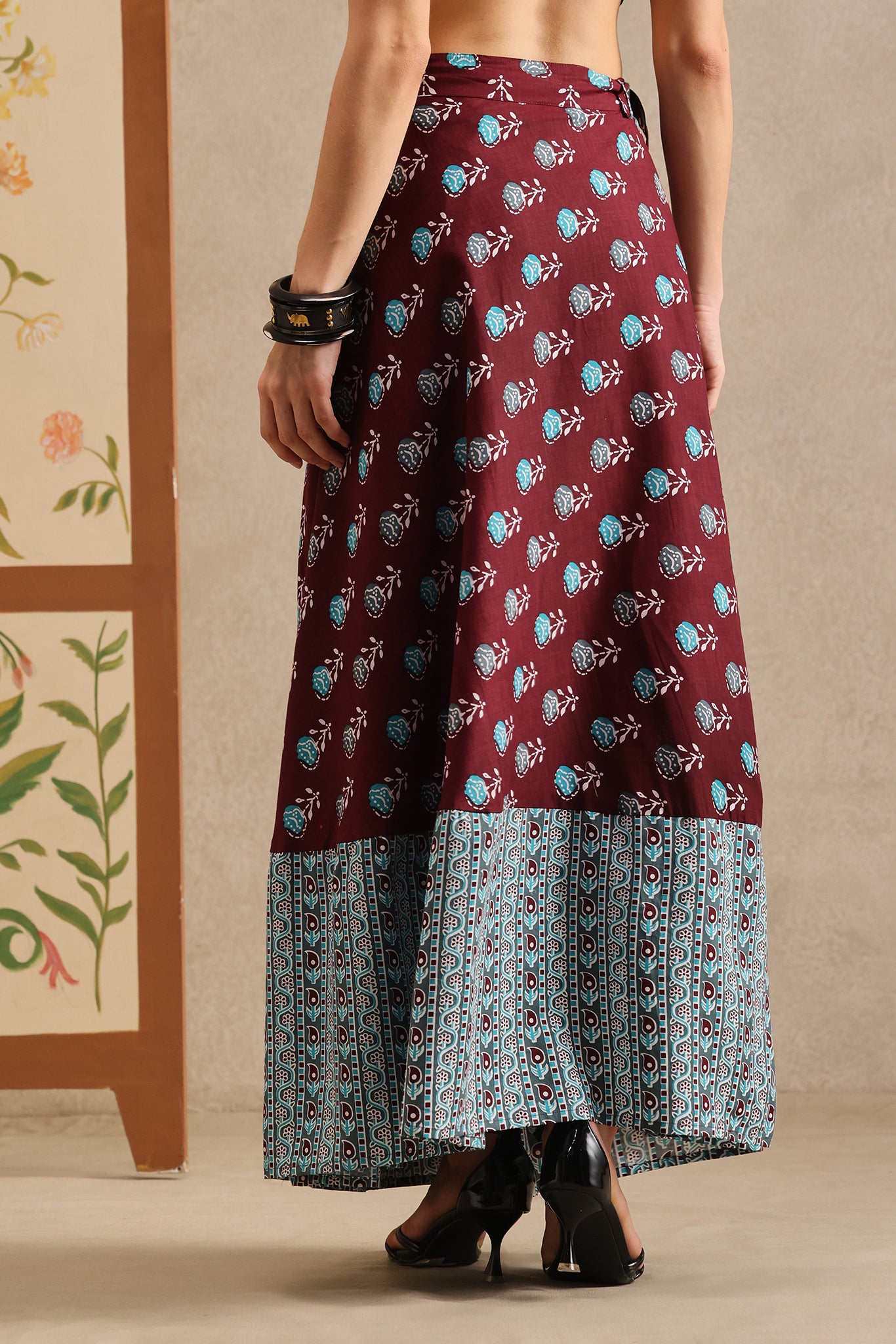 Burgundy Bazaar Wrap Skirt