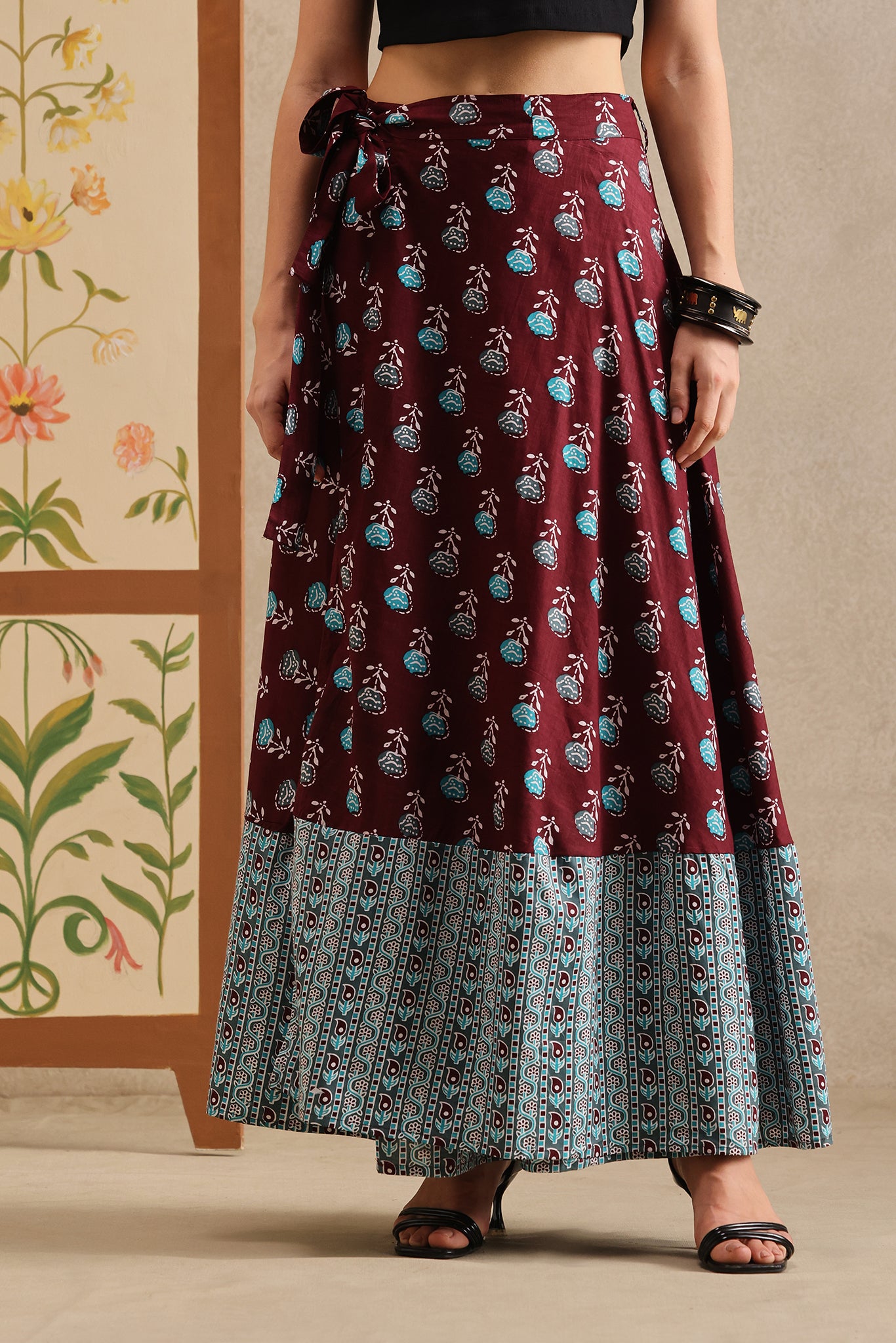Burgundy Bazaar Wrap Skirt