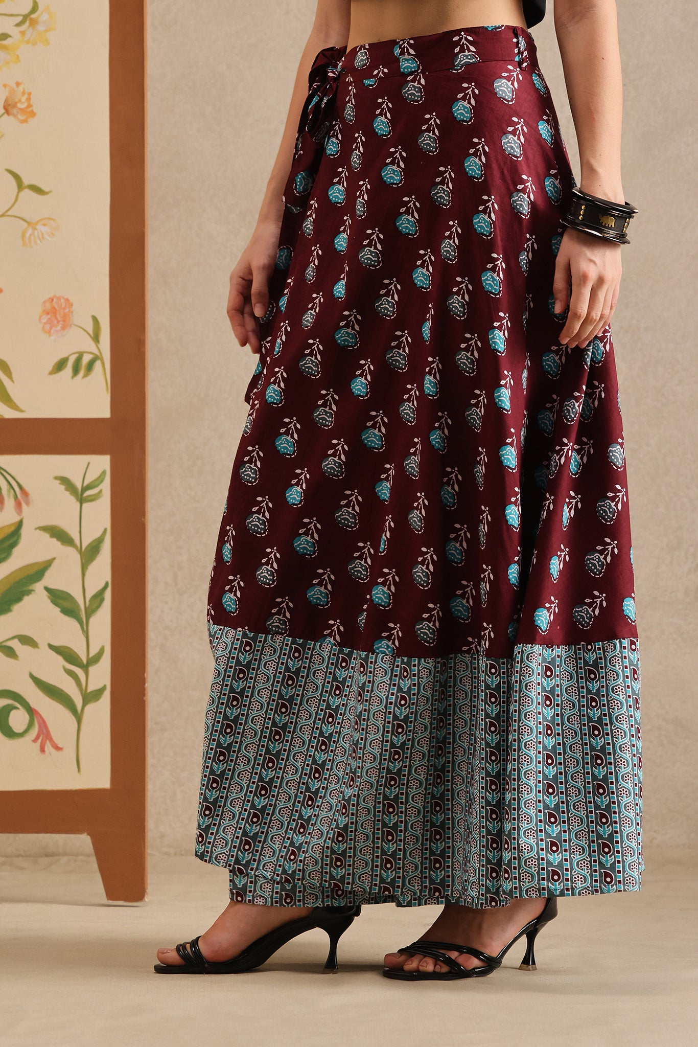 Burgundy Bazaar Wrap Skirt
