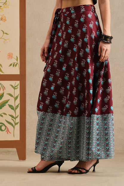 Burgundy Bazaar Wrap Skirt