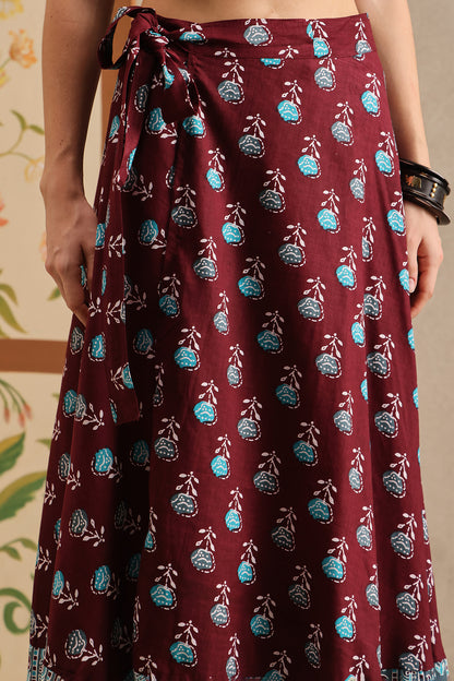 Burgundy Bazaar Wrap Skirt