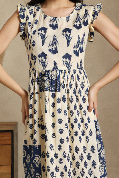 Blue Fit And Flare Dress