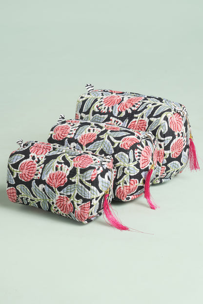 Coral Grove Quilted Pouches (Set of 3)