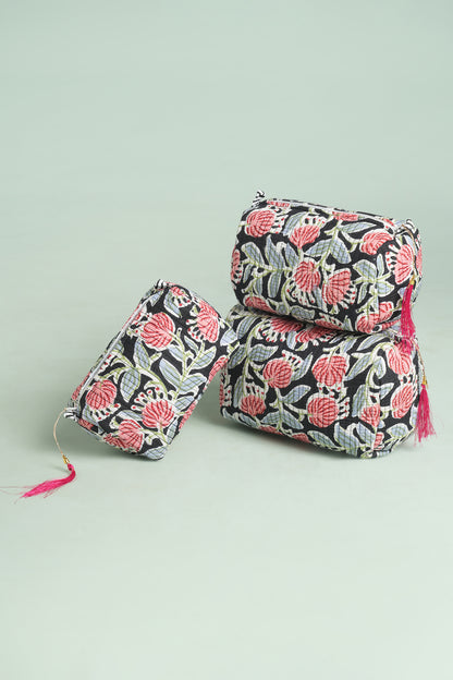 Coral Grove Quilted Pouches (Set of 3)