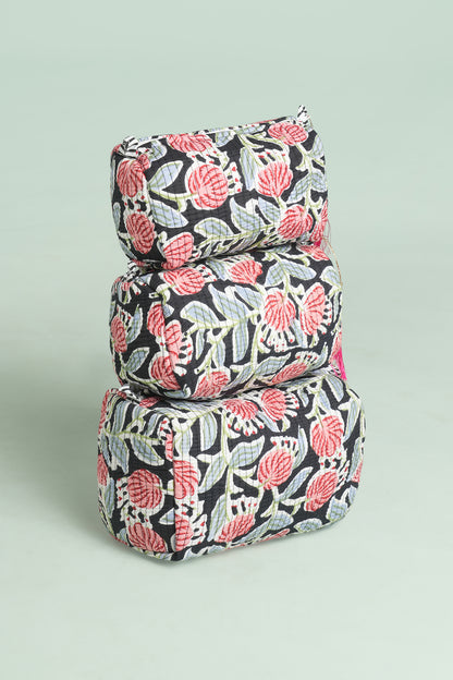 Coral Grove Quilted Pouches (Set of 3)
