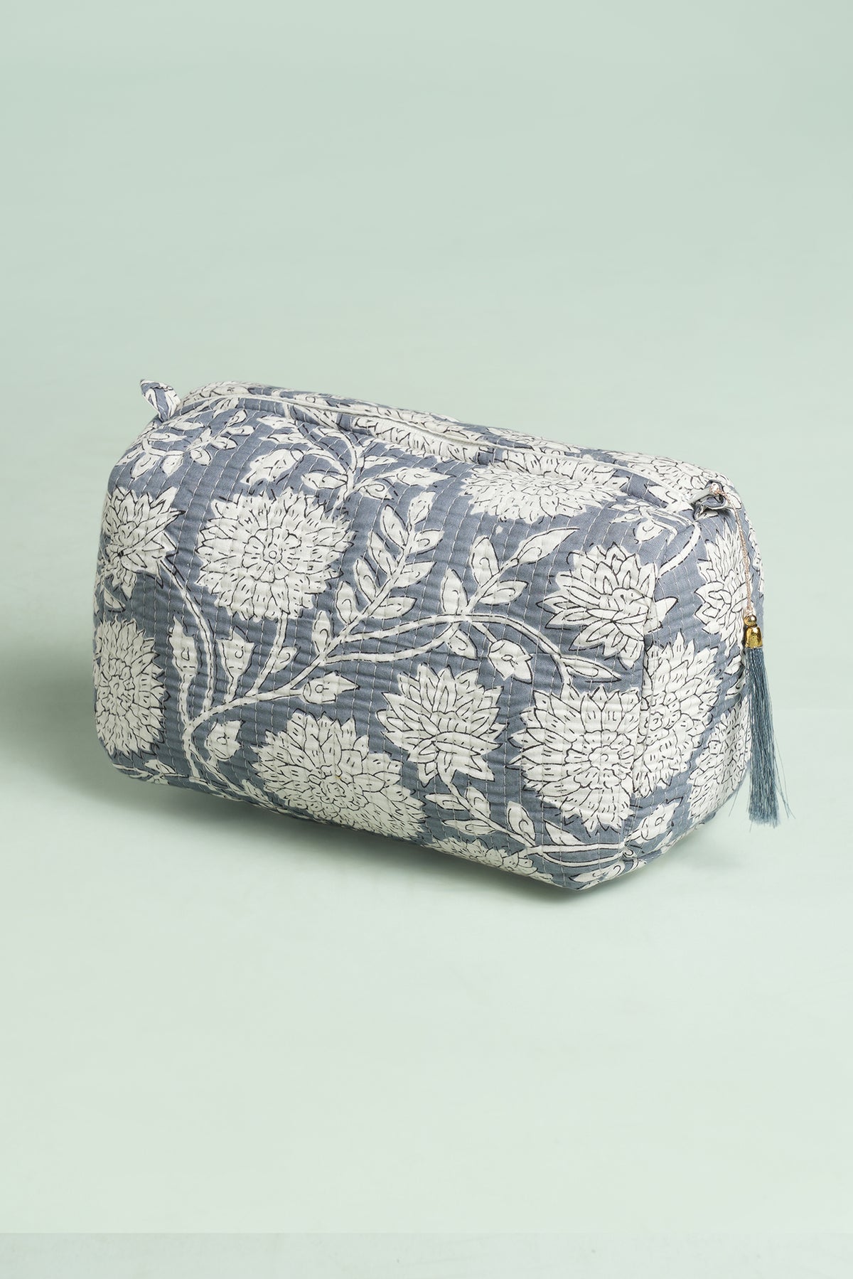 Misty Blue Quilted Pouches (Set of 3)