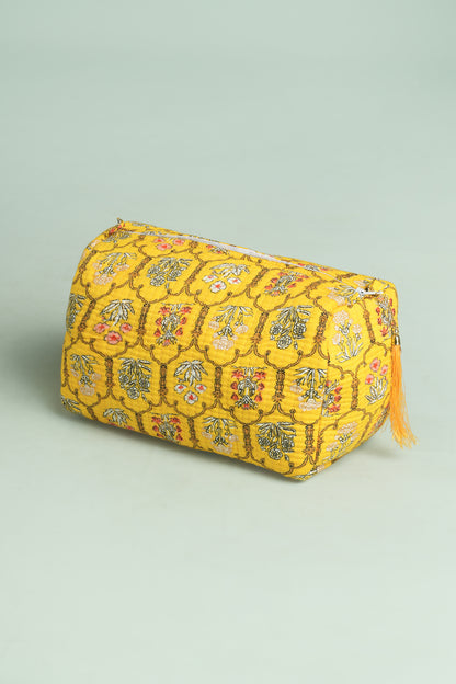 Mustard Jharokha Quilted Pouches (Set of 3)