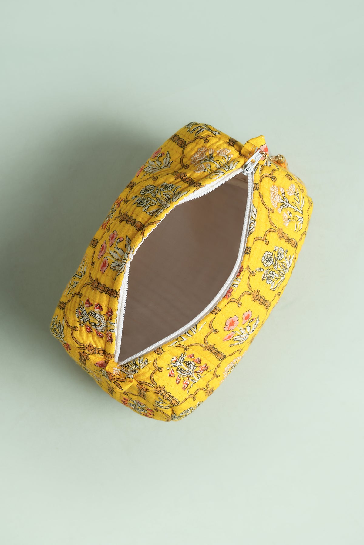 Mustard Jharokha Quilted Pouches (Set of 3)