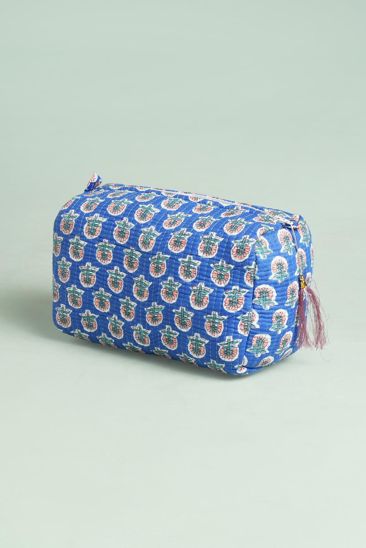 Cobalt Buti Quilted Pouches (Set of 3)