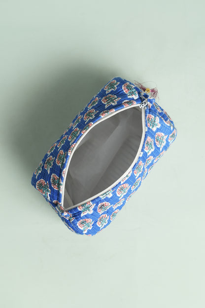 Cobalt Buti Quilted Pouches (Set of 3)