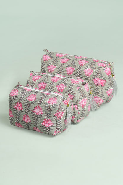 Sage Tulip Quilted Pouches (Set of 3)