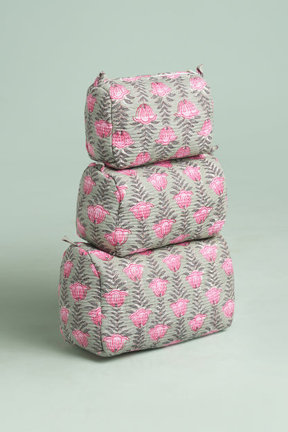 Sage Tulip Quilted Pouches (Set of 3)