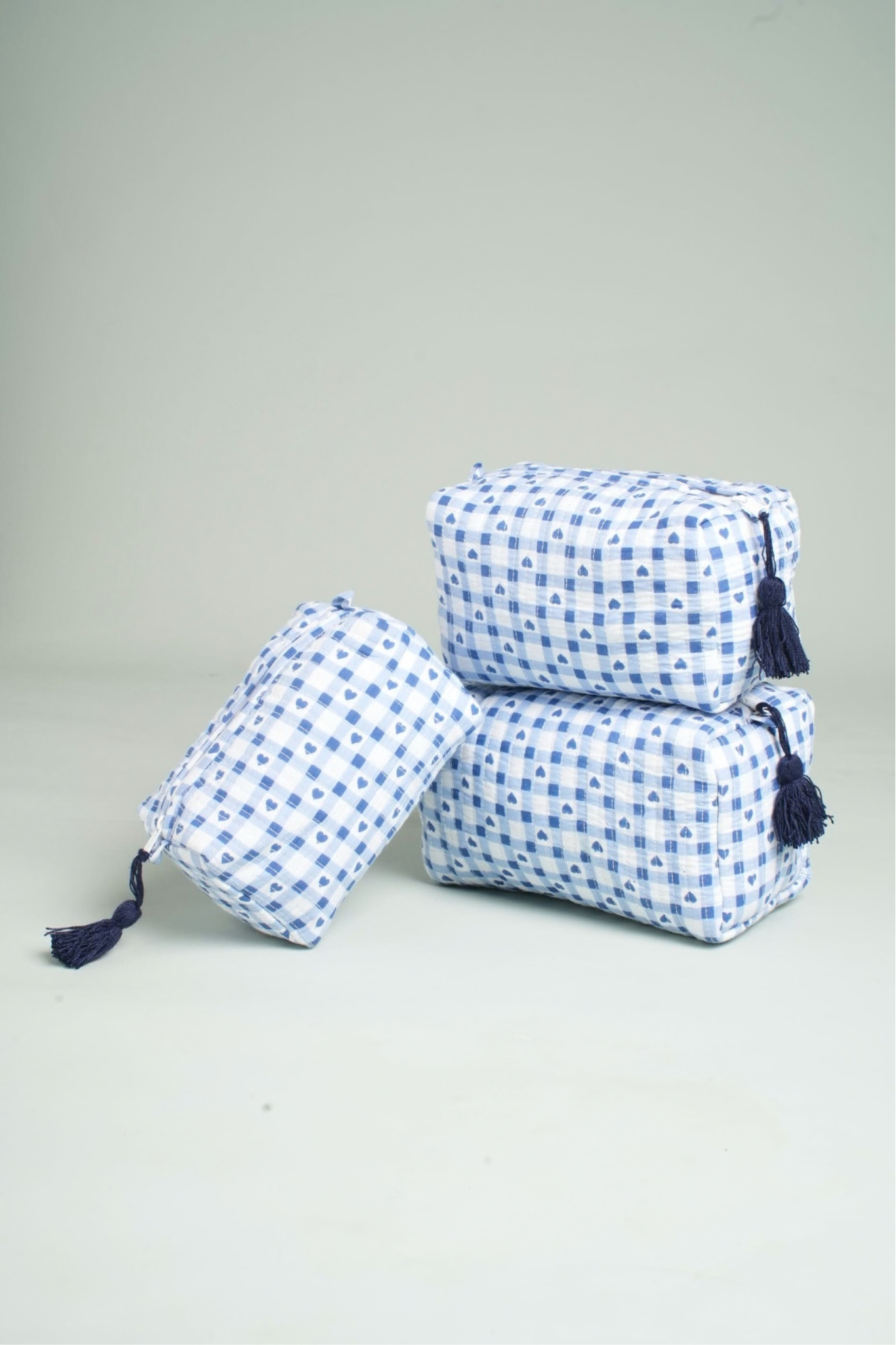 Hearts & Checks Quilted Pouches (Set of 3)