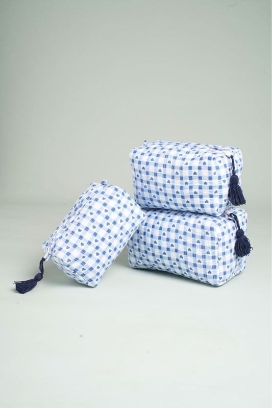Hearts & Checks Quilted Pouches (Set of 3)