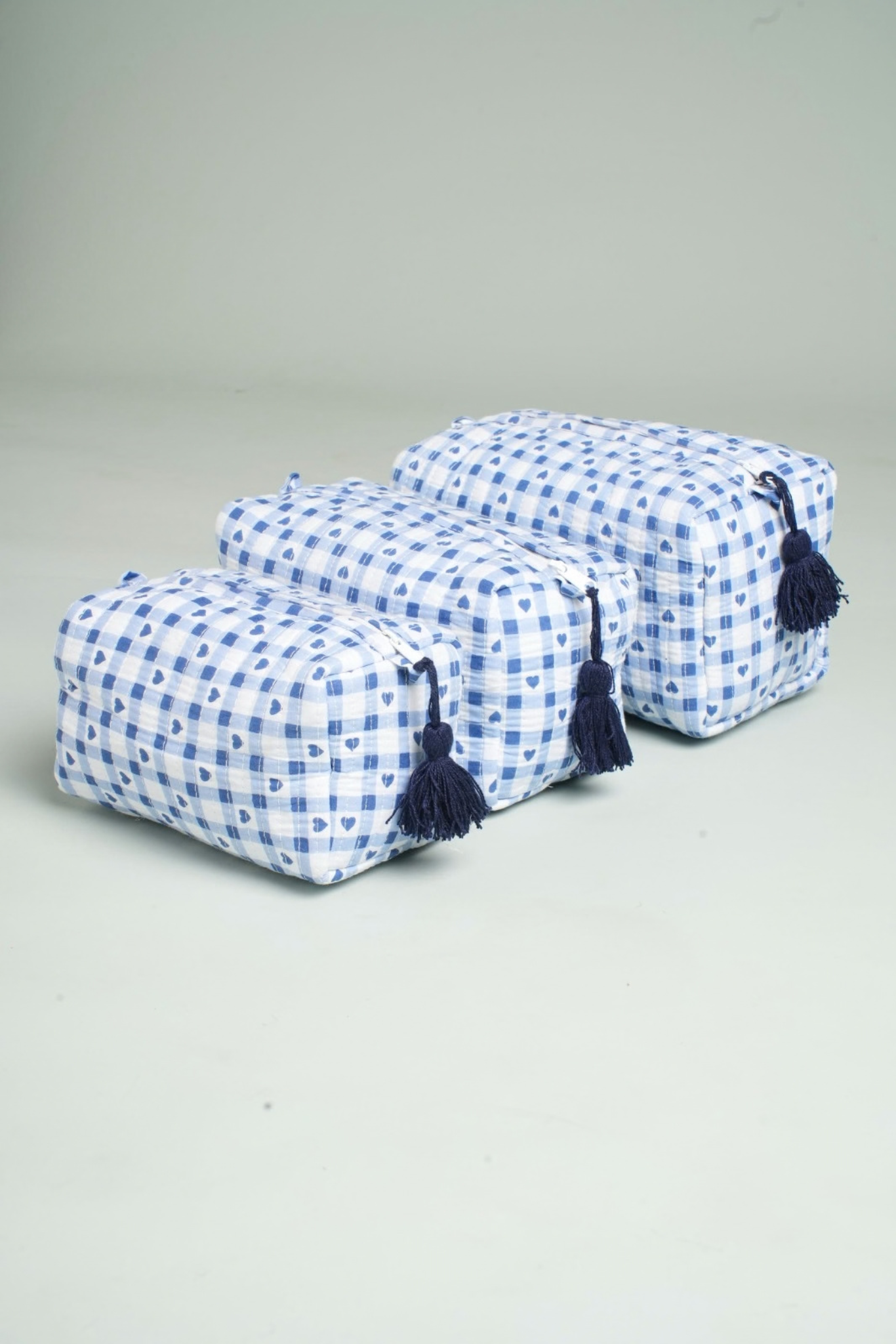 Hearts & Checks Quilted Pouches (Set of 3)