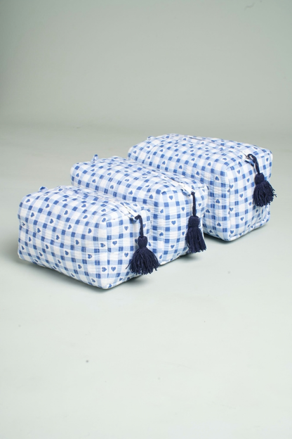 Hearts & Checks Quilted Pouches (Set of 3)