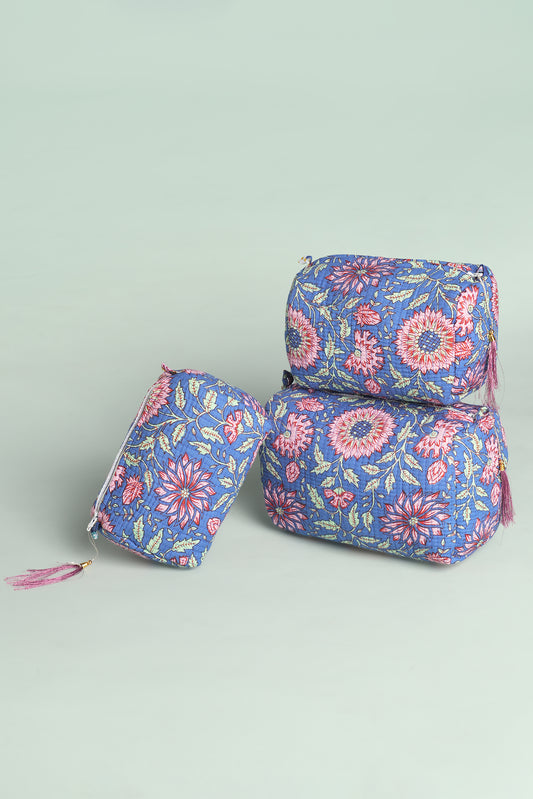 Blue Meadow Quilted Pouches (Set of 3)