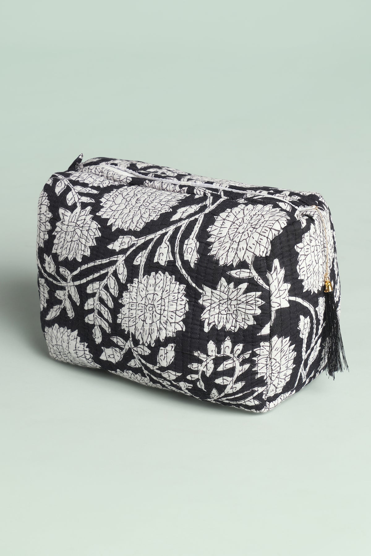 Monochrome Bloom Quilted Pouches (Set of 3)