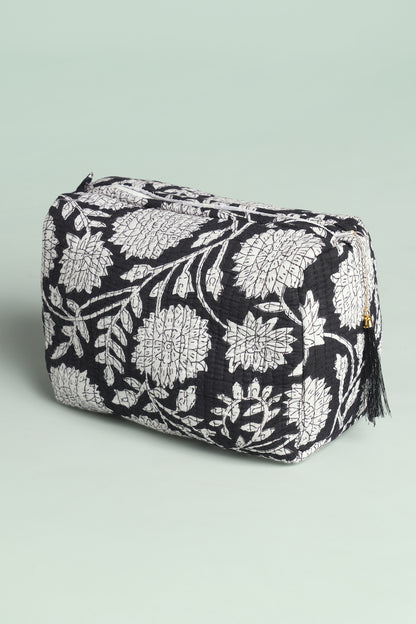 Monochrome Bloom Quilted Pouches (Set of 3)