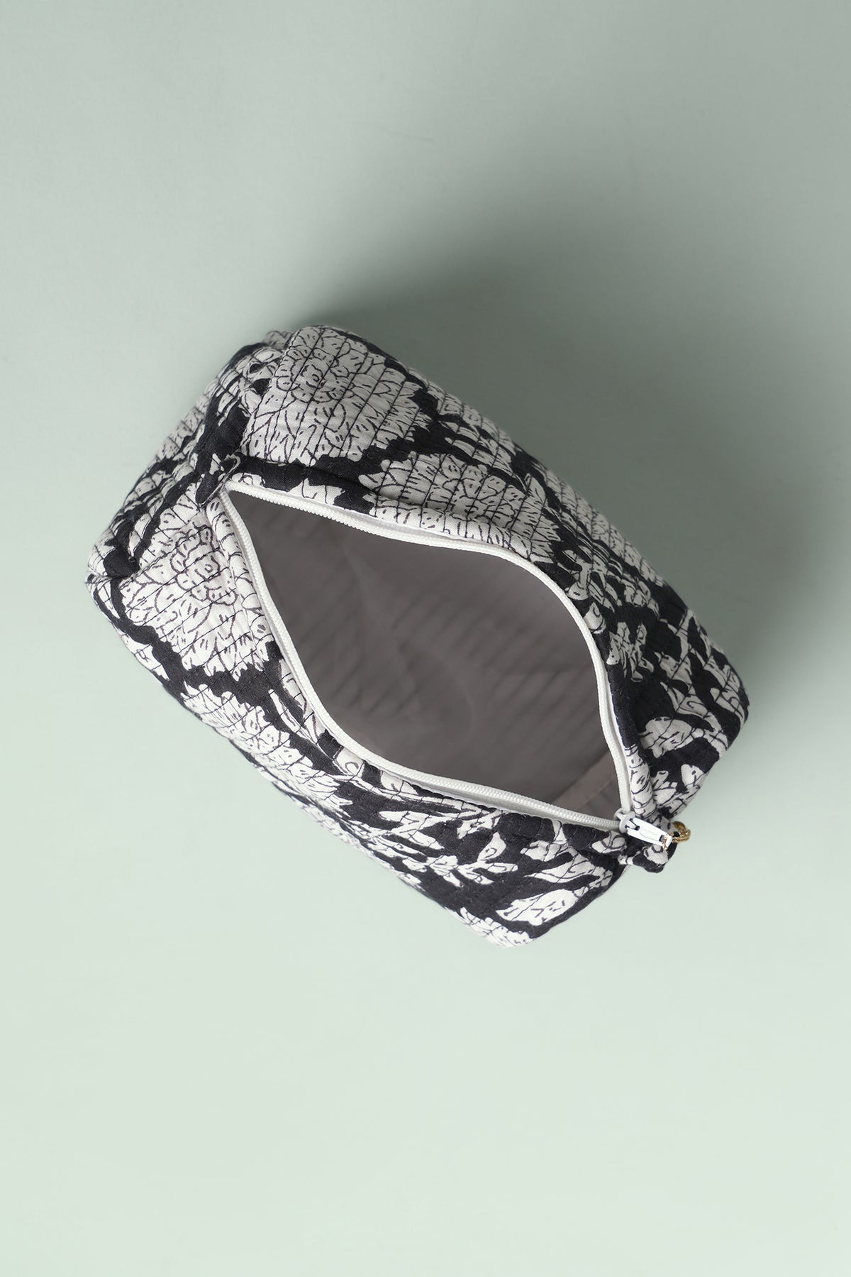 Monochrome Bloom Quilted Pouches (Set of 3)