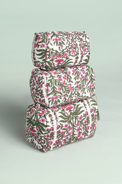 Pink Fern Quilted Pouches (Set of 3)