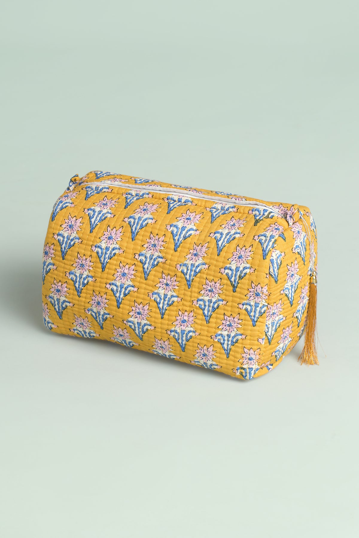 Mustard Buti Quilted Pouches (Set of 3)