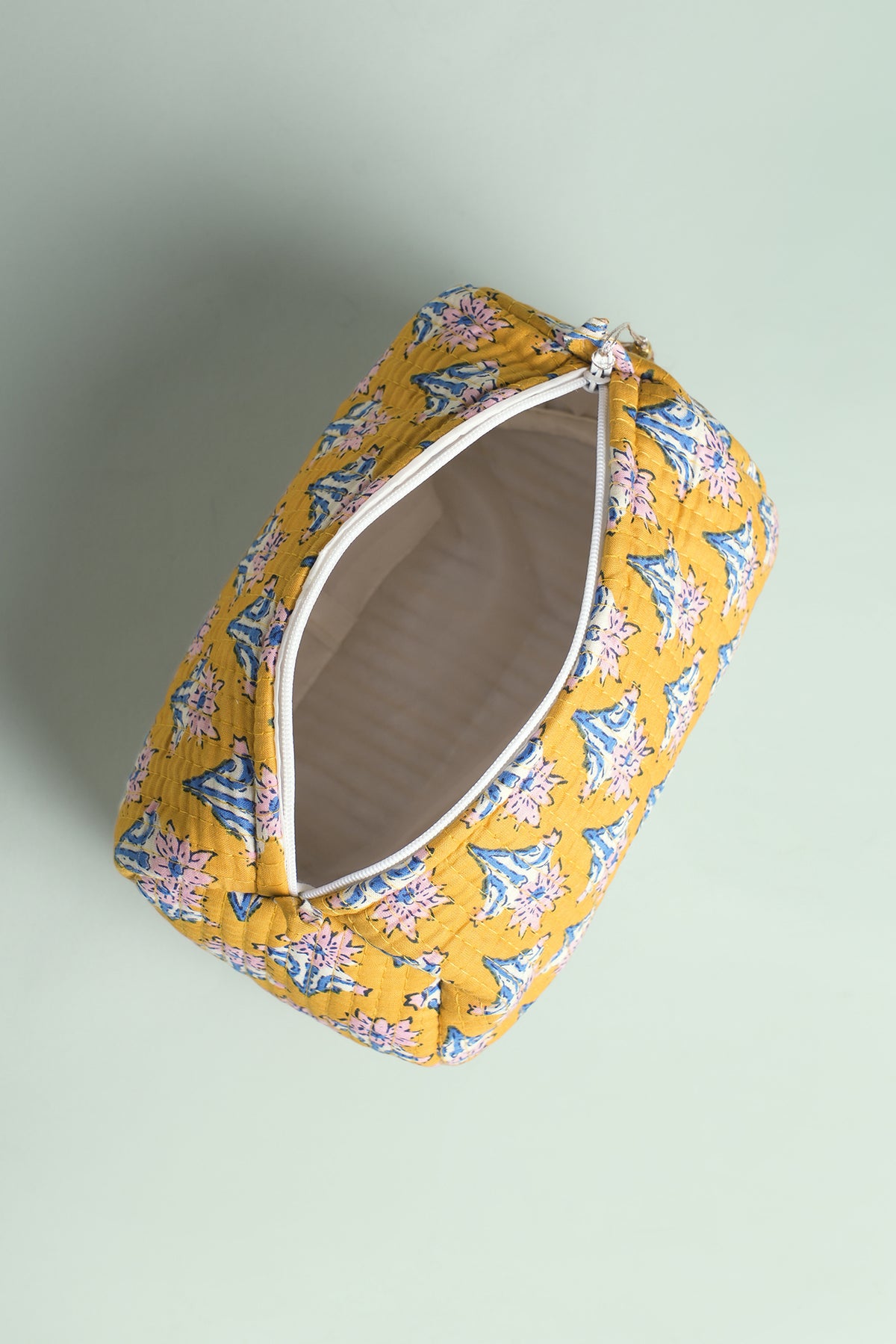 Mustard Buti Quilted Pouches (Set of 3)