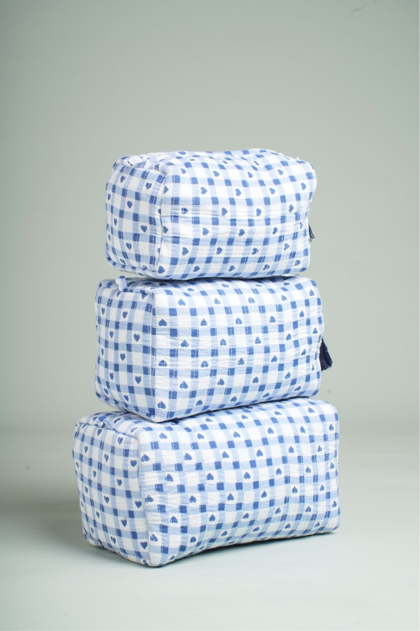 Hearts & Checks Quilted Pouches (Set of 3)
