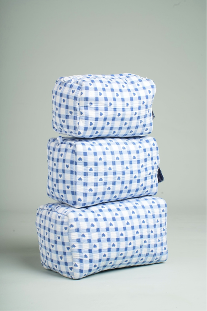 Hearts & Checks Quilted Pouches (Set of 3)