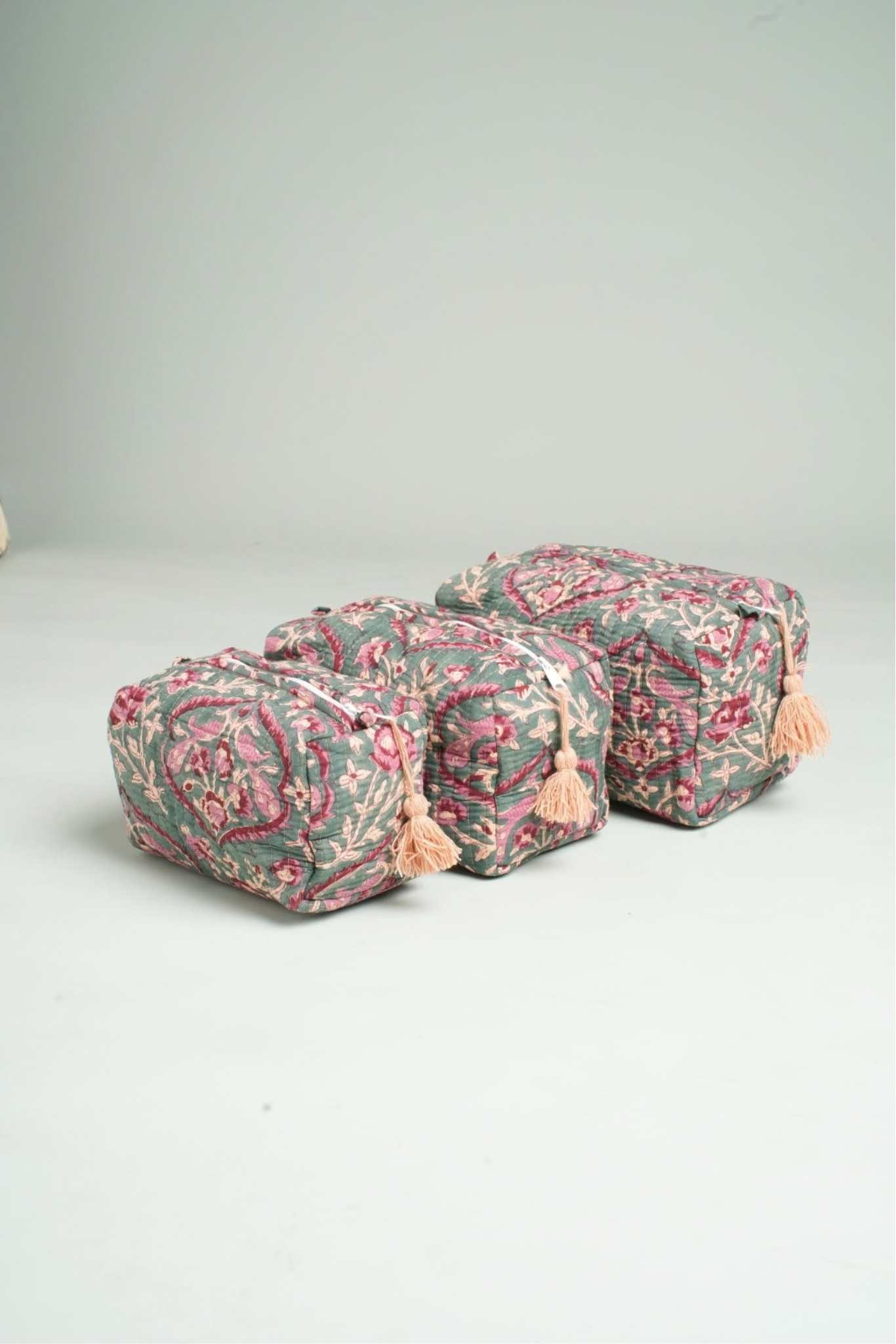 Blush Vine Quilted Pouches (Set of 3)