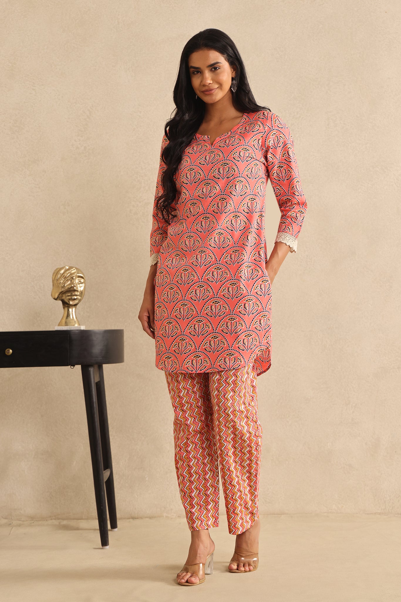 Peach Chevron Co-ord Set