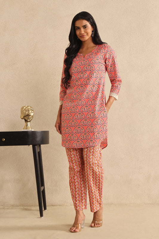 Peach Chevron Co-ord Set