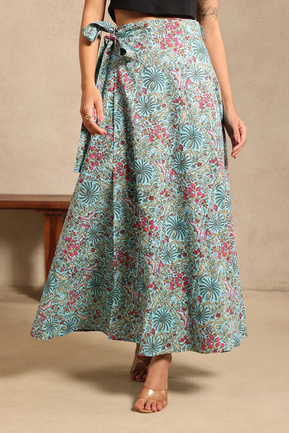 Minty Floral Wrap Skirt