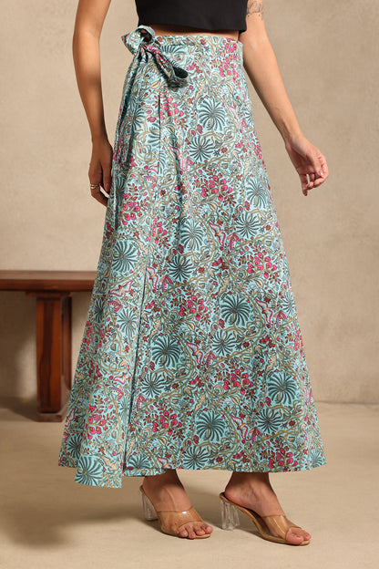 Minty Floral Wrap Skirt