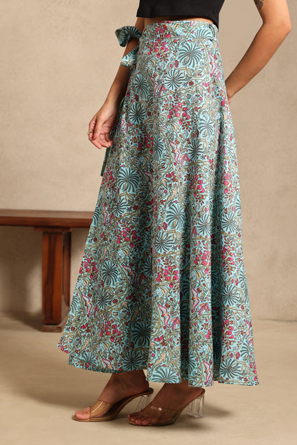 Minty Floral Wrap Skirt
