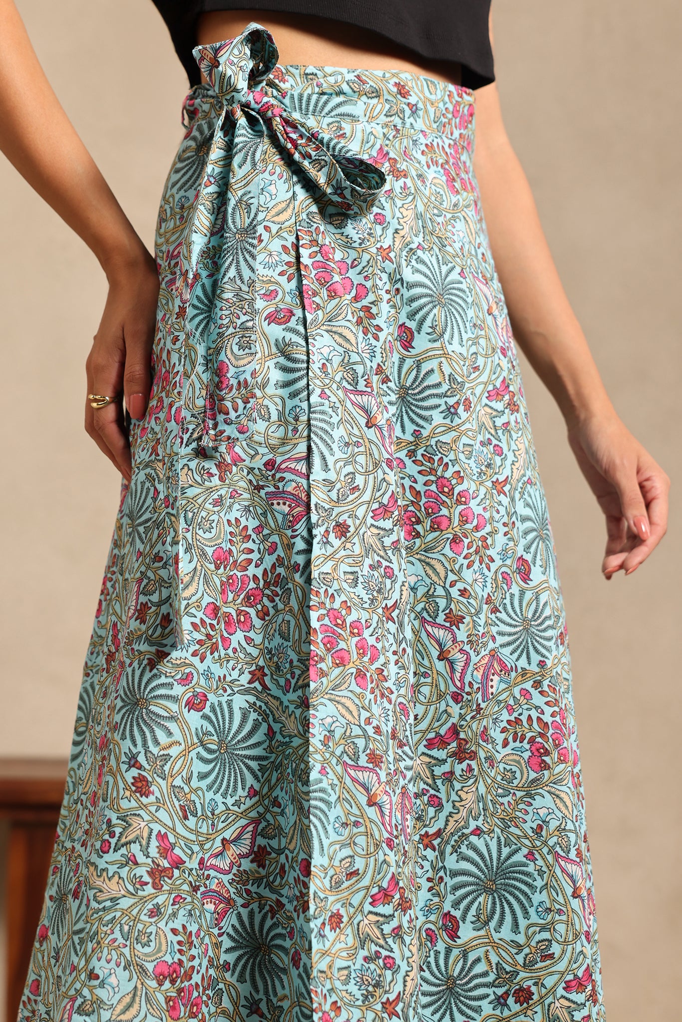 Minty Floral Wrap Skirt
