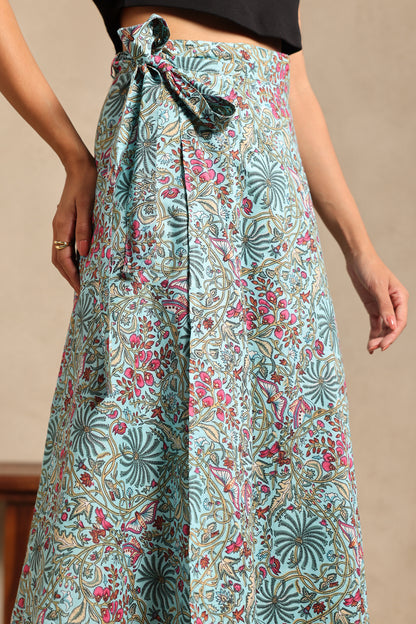 Minty Floral Wrap Skirt