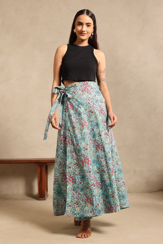 Minty Floral Wrap Skirt