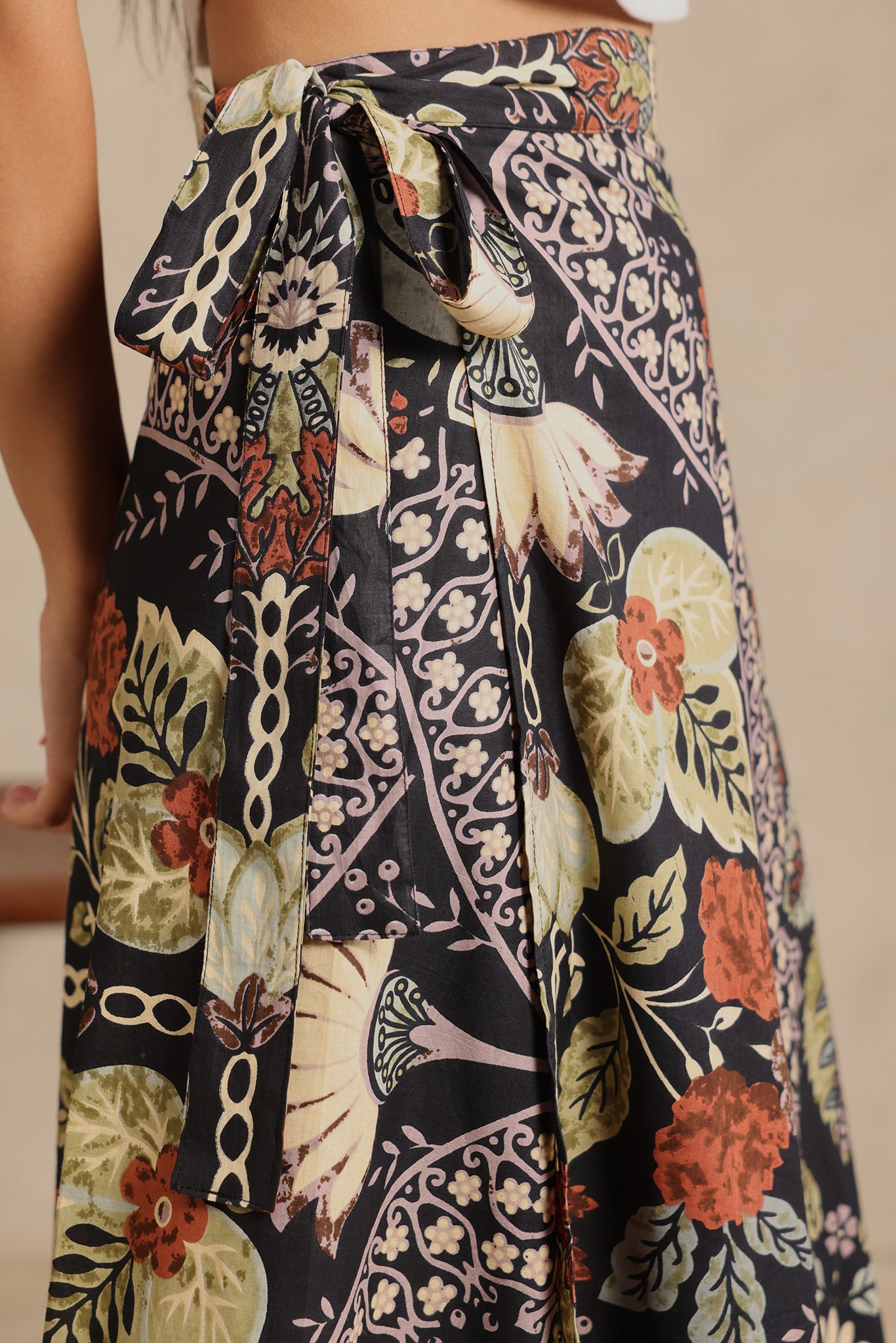Black Bloom Wrap Skirt