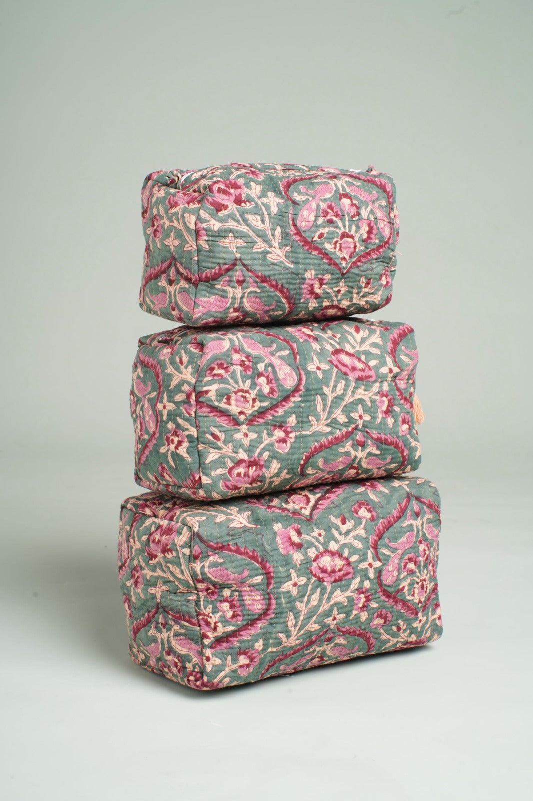 Blush Vine Quilted Pouches (Set of 3)