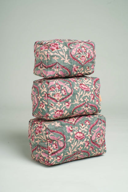 Blush Vine Quilted Pouches (Set of 3)