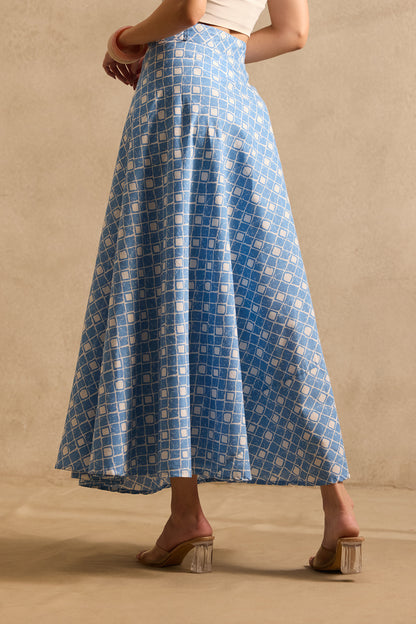 Azure Mosaic Wrap Skirt