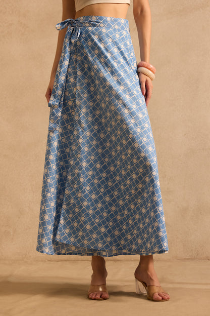 Azure Mosaic Wrap Skirt