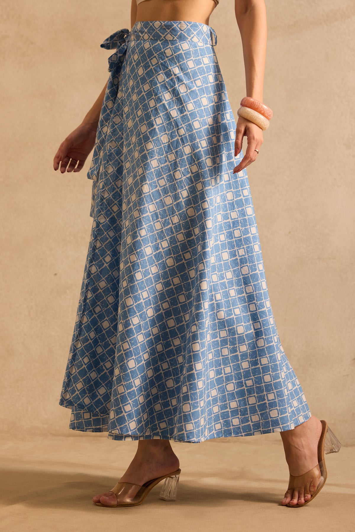 Azure Mosaic Wrap Skirt